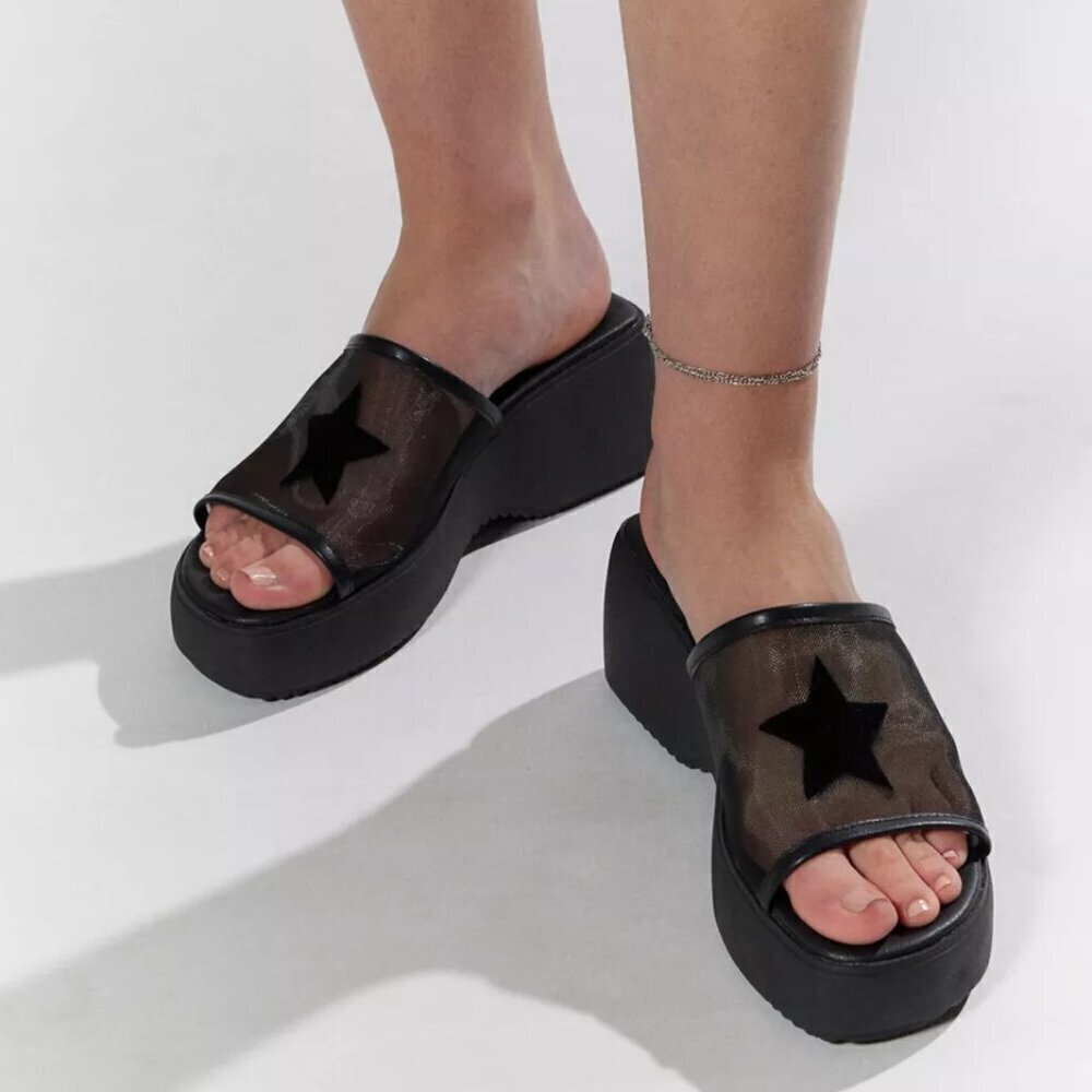 NWT Rocket Dog UO Exclusive Lennox Mesh Black Platform Sandal